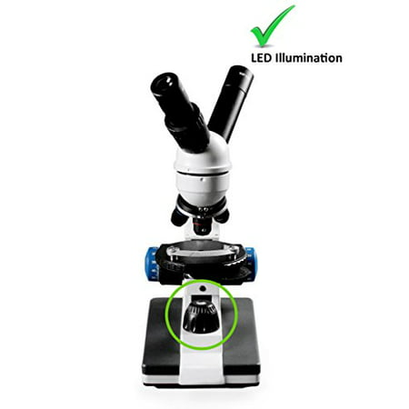 Gliding Round Stage 40x-1000x Magnification LED Illumination 10x WF & 25x WF Eyepiece Vision Scientific VME0018-T-LD-2NS Dual View Elementary Level Compound Microscope 2 MP Digital Camera 